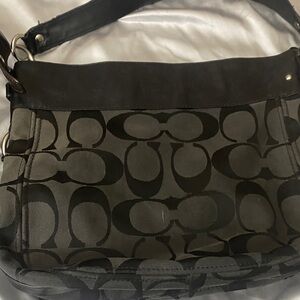 Coach Black and Gray Patterned Shoulder Bag